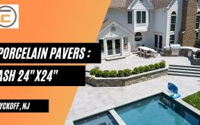 Ash Porcelain Paver in Wyckoff, NJ Backyard makeover Landscaping Ideas Marble Products