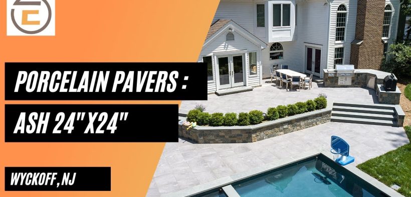 Ash Porcelain Paver in Wyckoff, NJ Backyard makeover Landscaping Ideas Marble Products